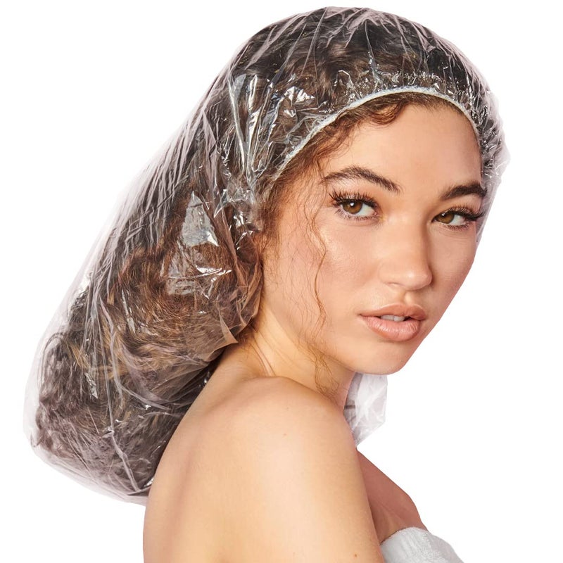 ADAMA Disposable Shower Conditioning Processing Caps, XX-Large Size for Processing, Conditioning, Showering Voluminous Hair, Protects Long Hair Styles, 10 Disposable Caps, Clear - Image 1